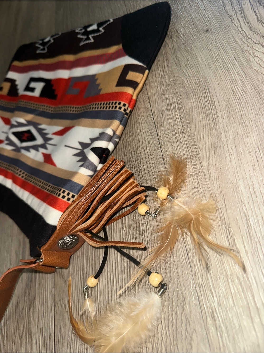 Aztec Feather Tassel Western Crossbody Bag Purse - Picture 5 of 8